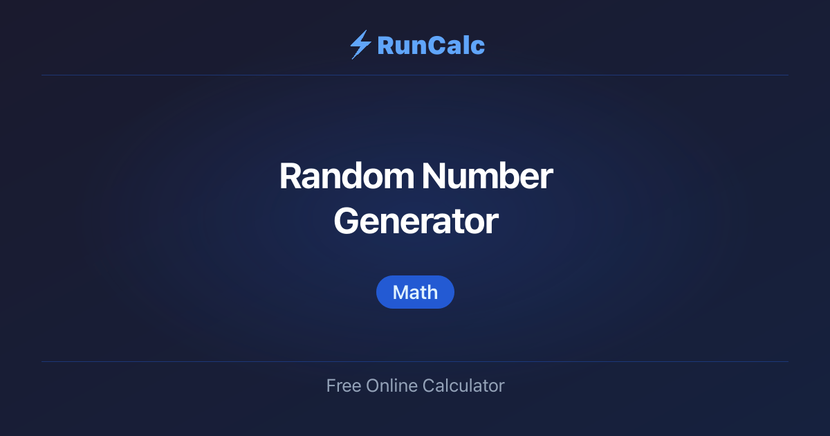 Random Number Generator | RunCalc