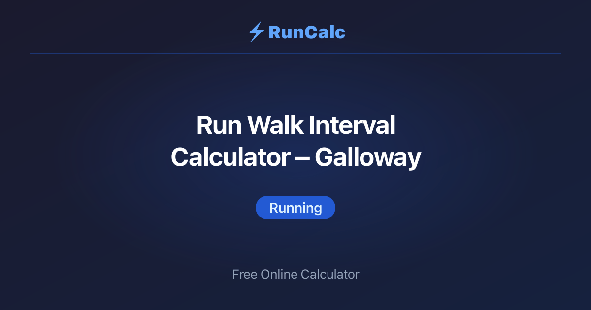 Run Walk Interval Calculator – Galloway Method Pace Estimator | RunCalc